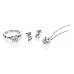 Diamonfire Silver Ring, Pendant & Stud Earring Set Z1145