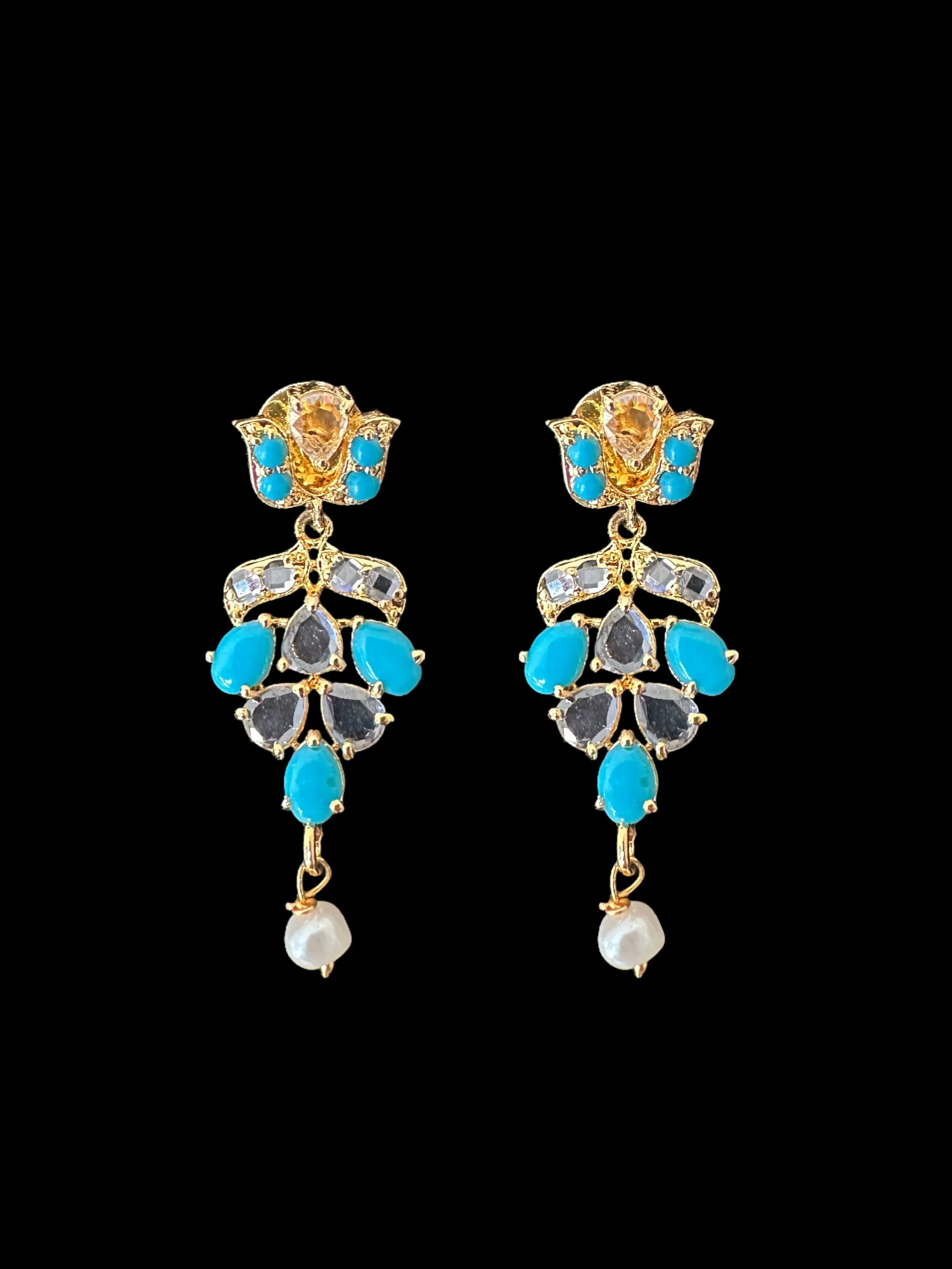 DNS131 Turquoise hyderabadi necklace set ( READY TO SHIP )