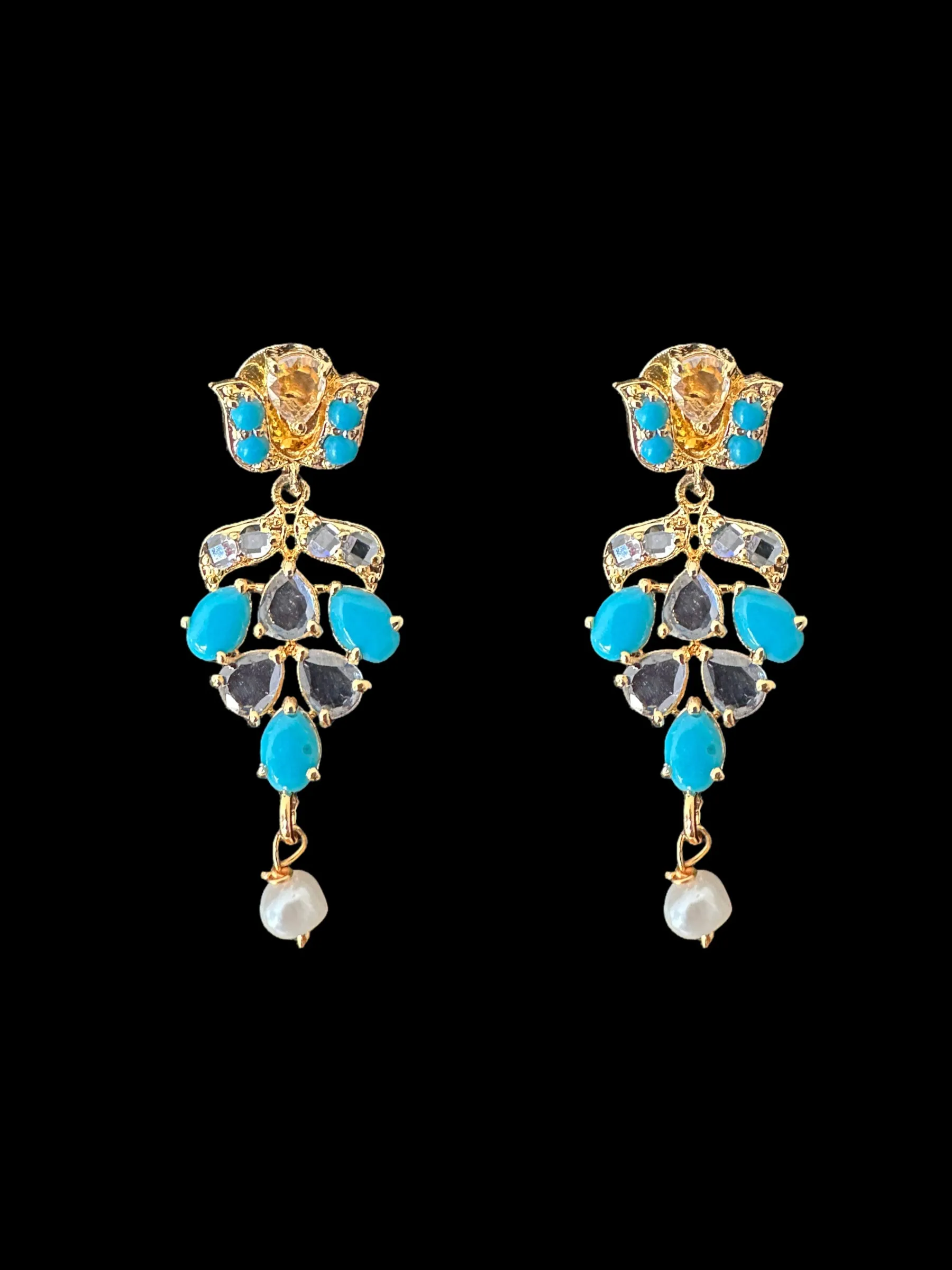 DNS131 Turquoise hyderabadi necklace set ( READY TO SHIP )