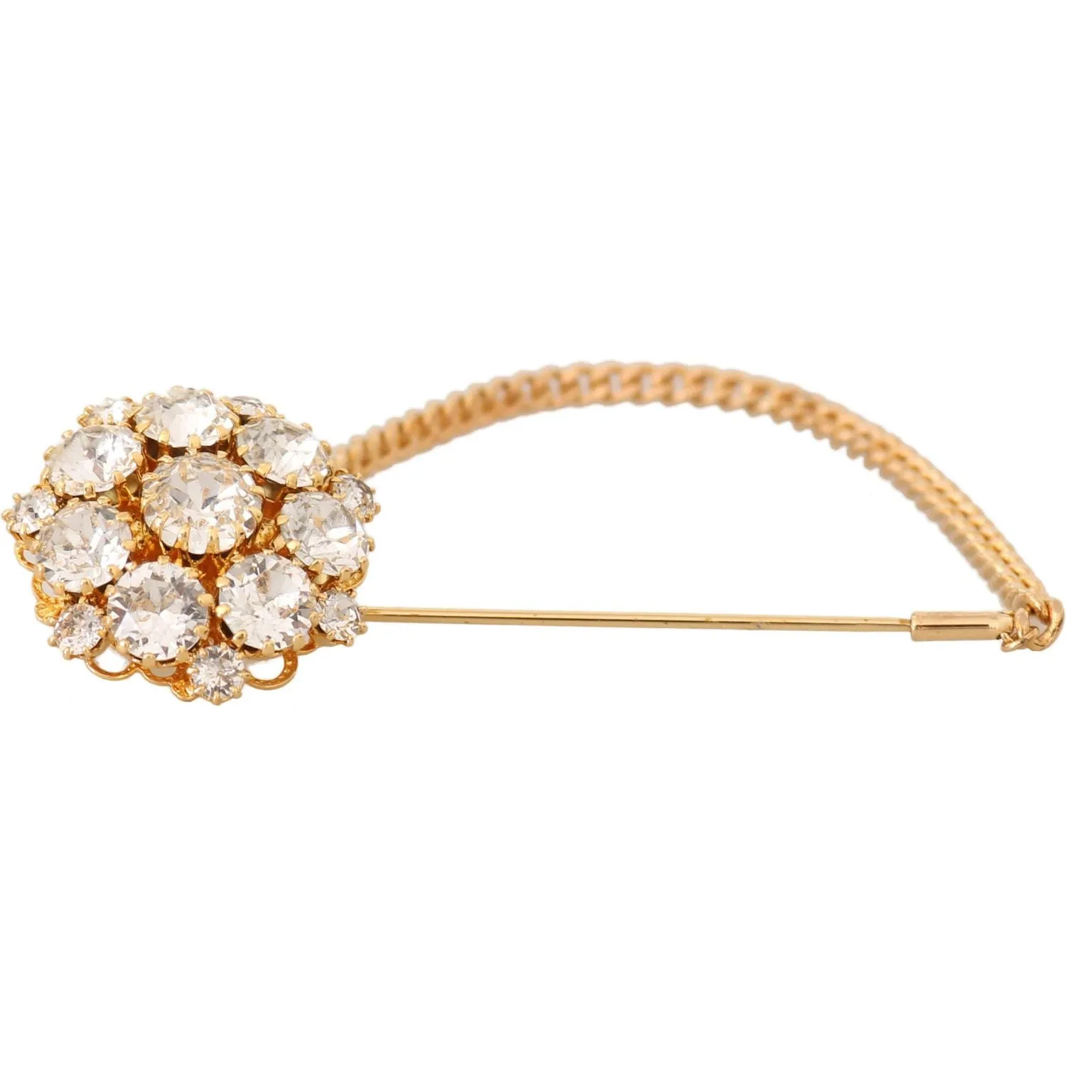 Dolce & Gabbana Exquisite Crystal-Embellished Gold Brooch