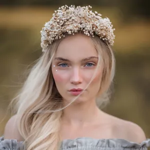 Dried flower hair crown Ivory bridal hair crown Magaela Natural wedding crown Bridal baby's breath crown Magaela Hair flower jewellery