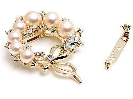 Dual Purpose Pearl Brooch Pin Rhinestone Crystal Pin Scarf Clip