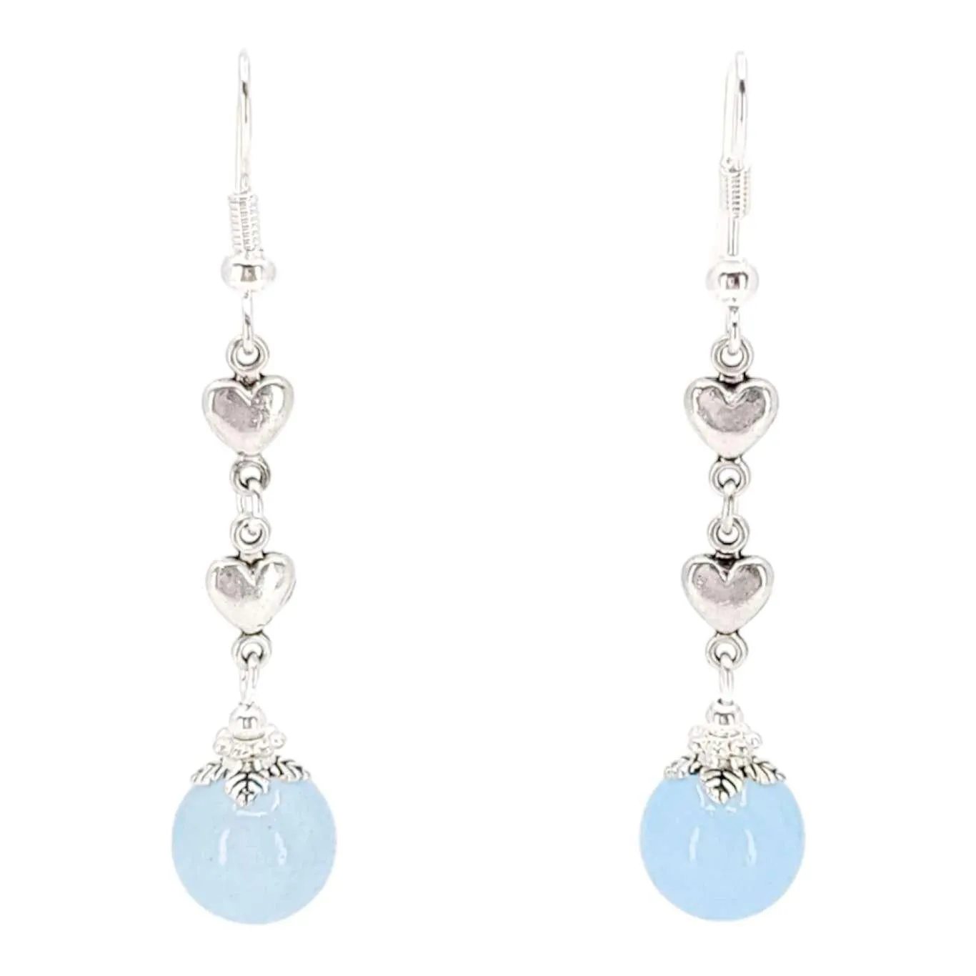 Earrings - Aquamarine Tiny Heart Drops by Tiny Aloha