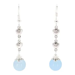 Earrings - Aquamarine Tiny Heart Drops by Tiny Aloha