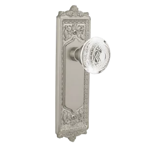 Egg & Dart Long Plate with Crystal Egg & Dart Knob in Satin Nickel