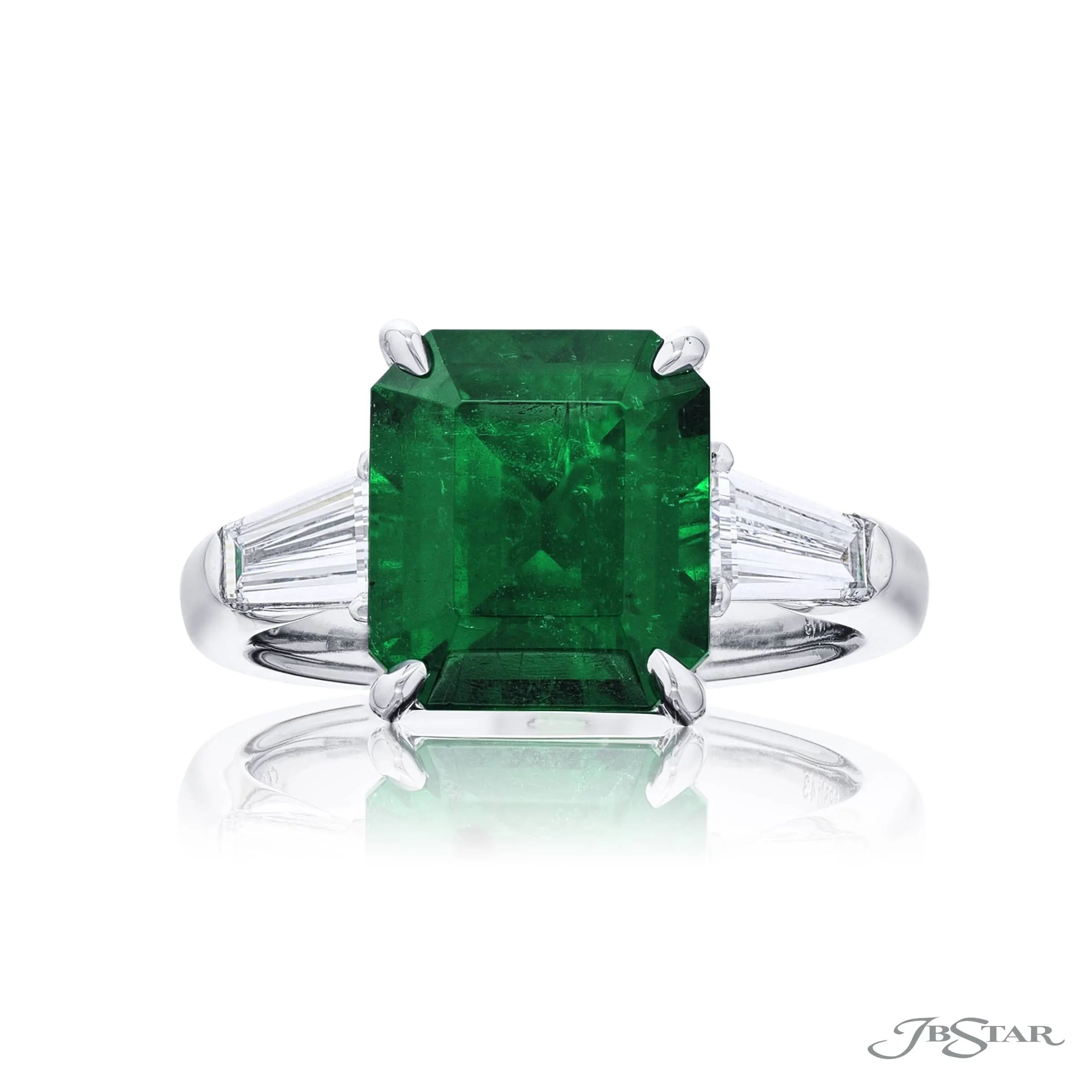 Emerald & Diamond Three Stone Ring