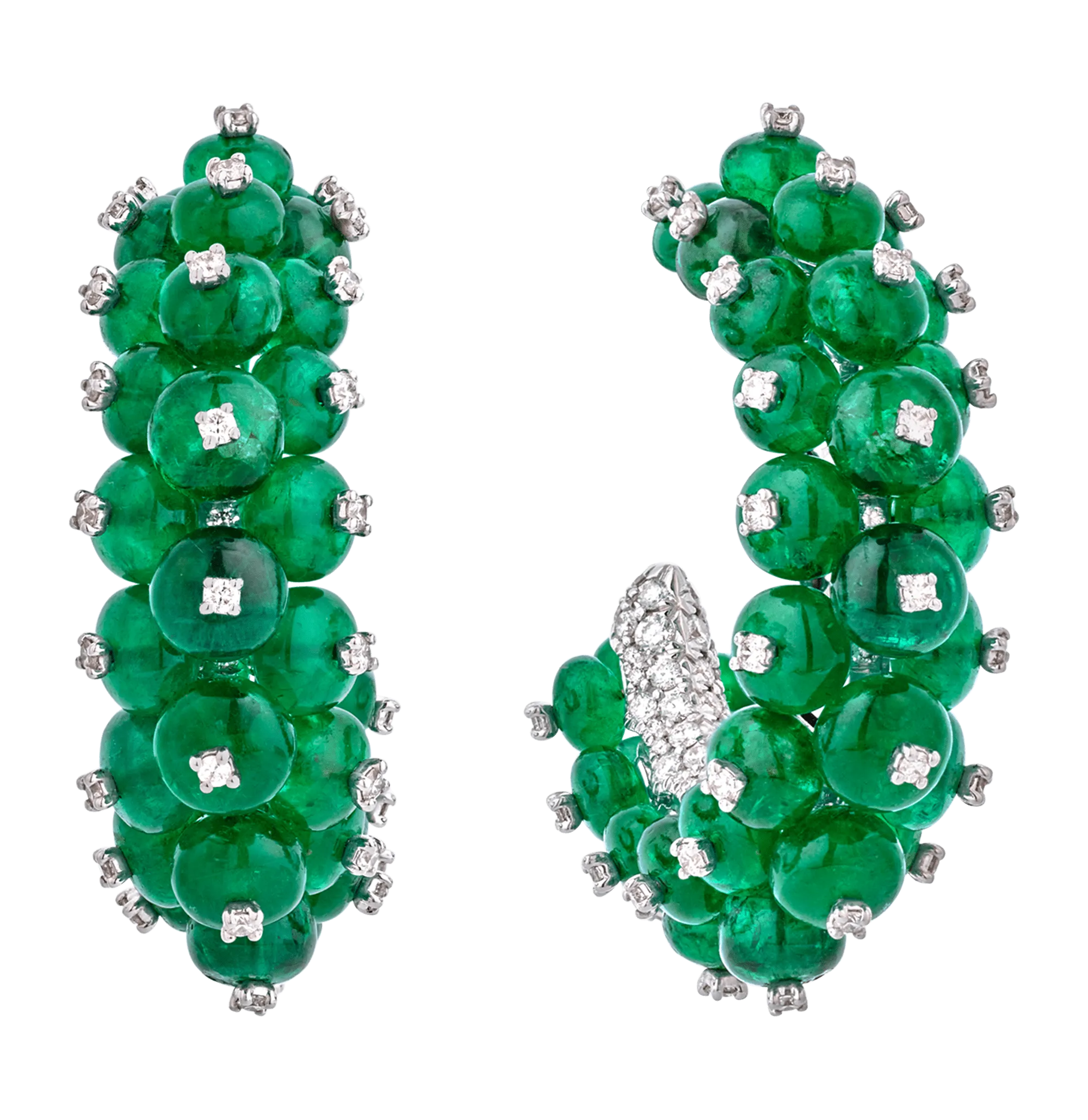 Emerald Bead Earrings, 28.10 carats