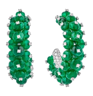 Emerald Bead Earrings, 28.10 carats