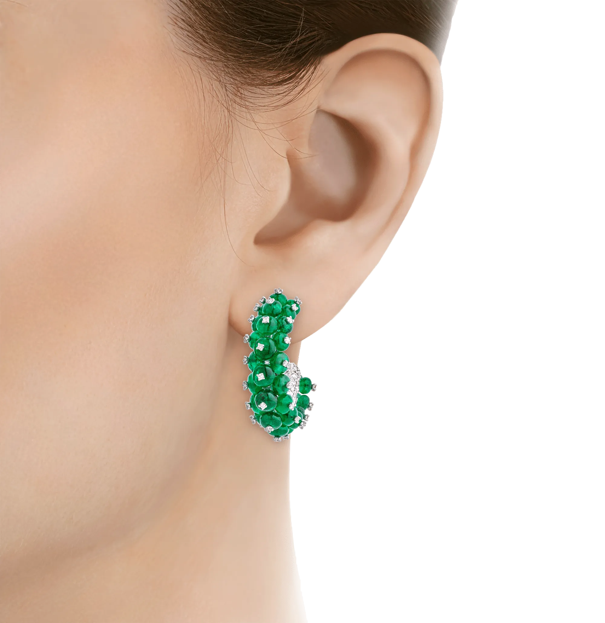 Emerald Bead Earrings, 28.10 carats