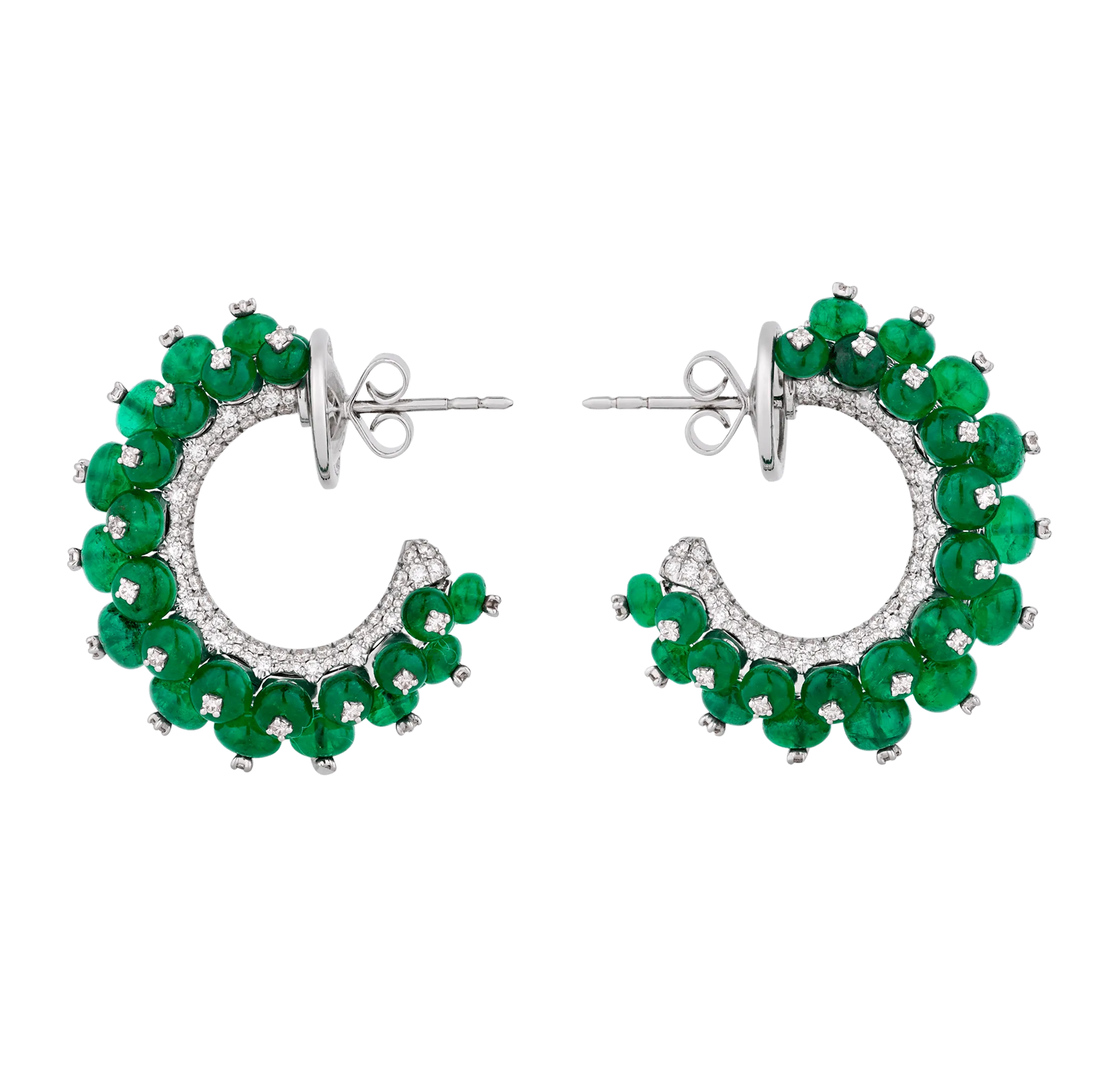 Emerald Bead Earrings, 28.10 carats