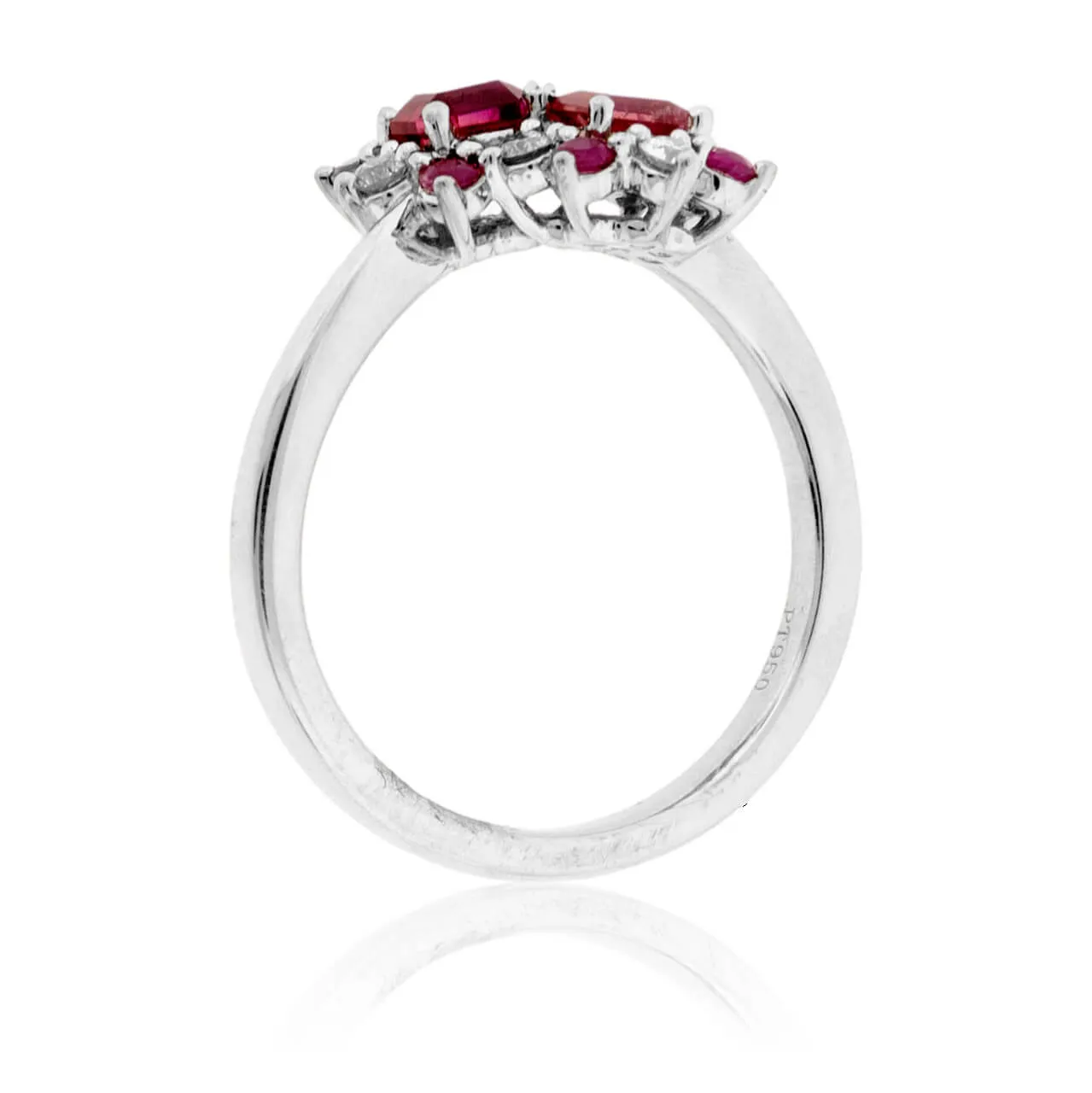 Emerald Cut Red Emerald and Diamond Ring