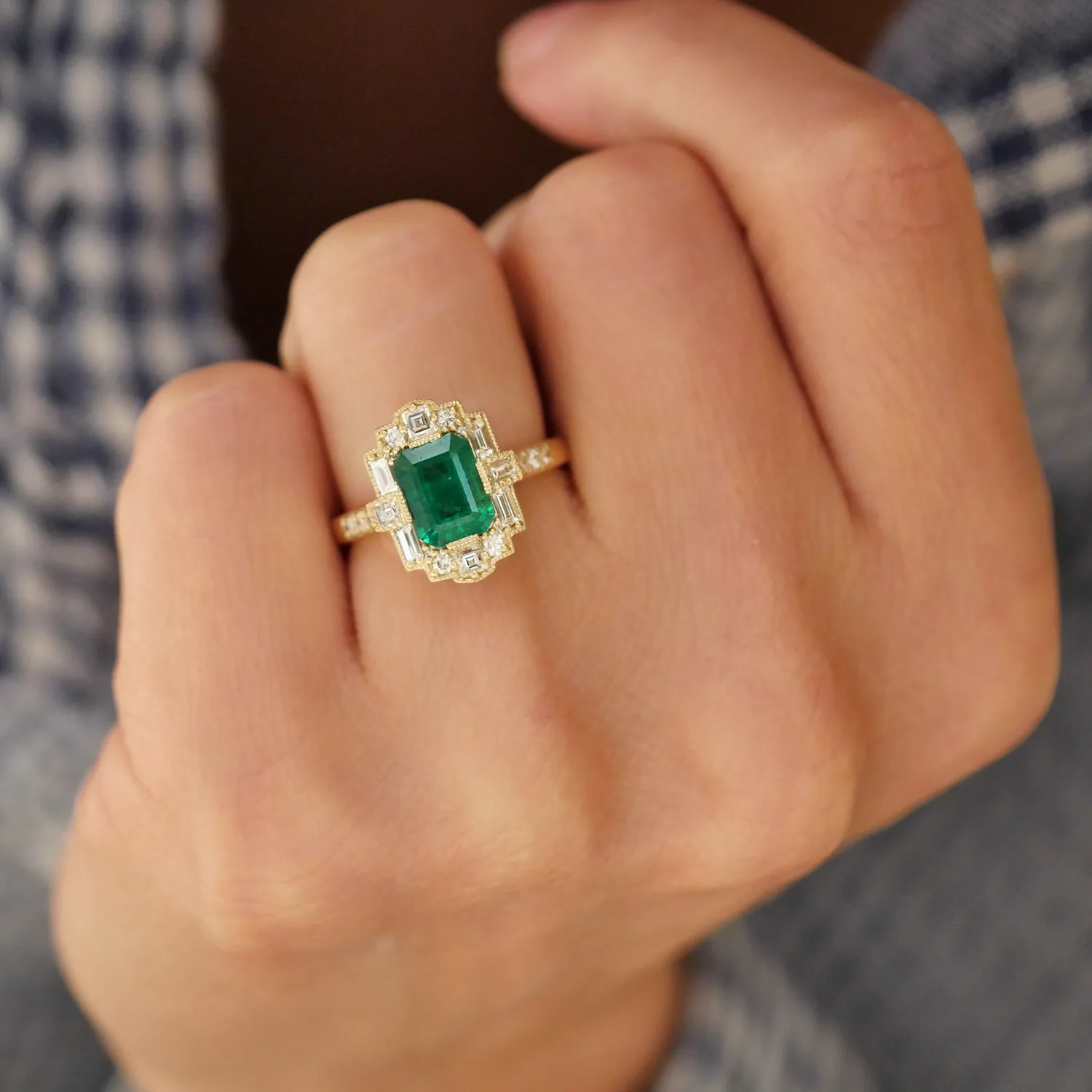 Emerald Deco Emerald Cut Diamond Mosaic Ring