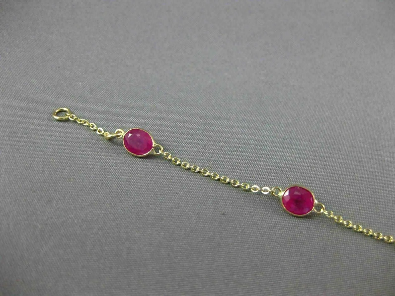 ESTATE 4.86CT AAA RUBY 14KT YELLOW GOLD PEAR SHAPE OVAL BY THE YARD FUN BRACELET