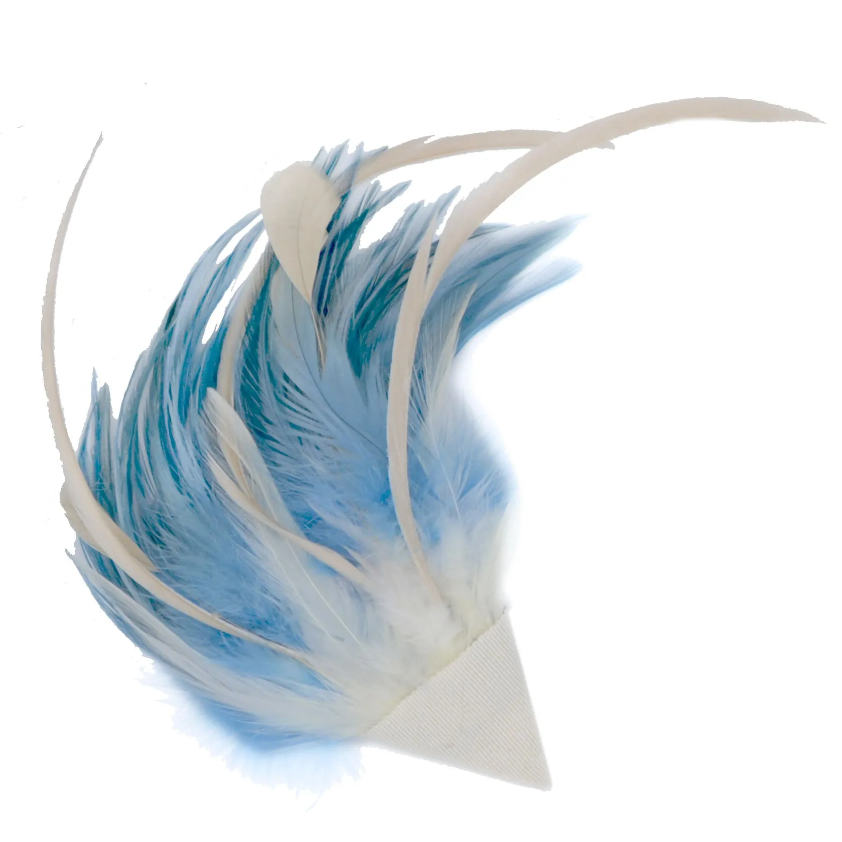 Feather Brooch - Sky Blue & Cream