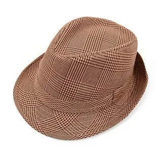 Fedora Hat Hounds Tooth Brown Trilby - H10334N