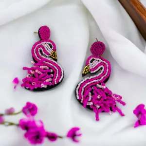 Flamingo Earrings - Flamingo Jewelry, Hot Pink, Beaded Earrings, Handmade Earrings, Handmade Jewelry, Animal Earrings, Bird Jewelry