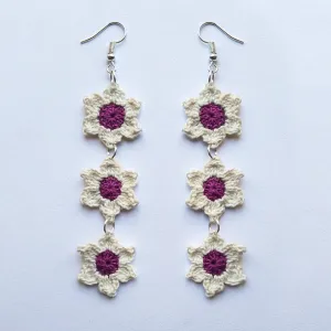 Floral Star Earrings- Magenta