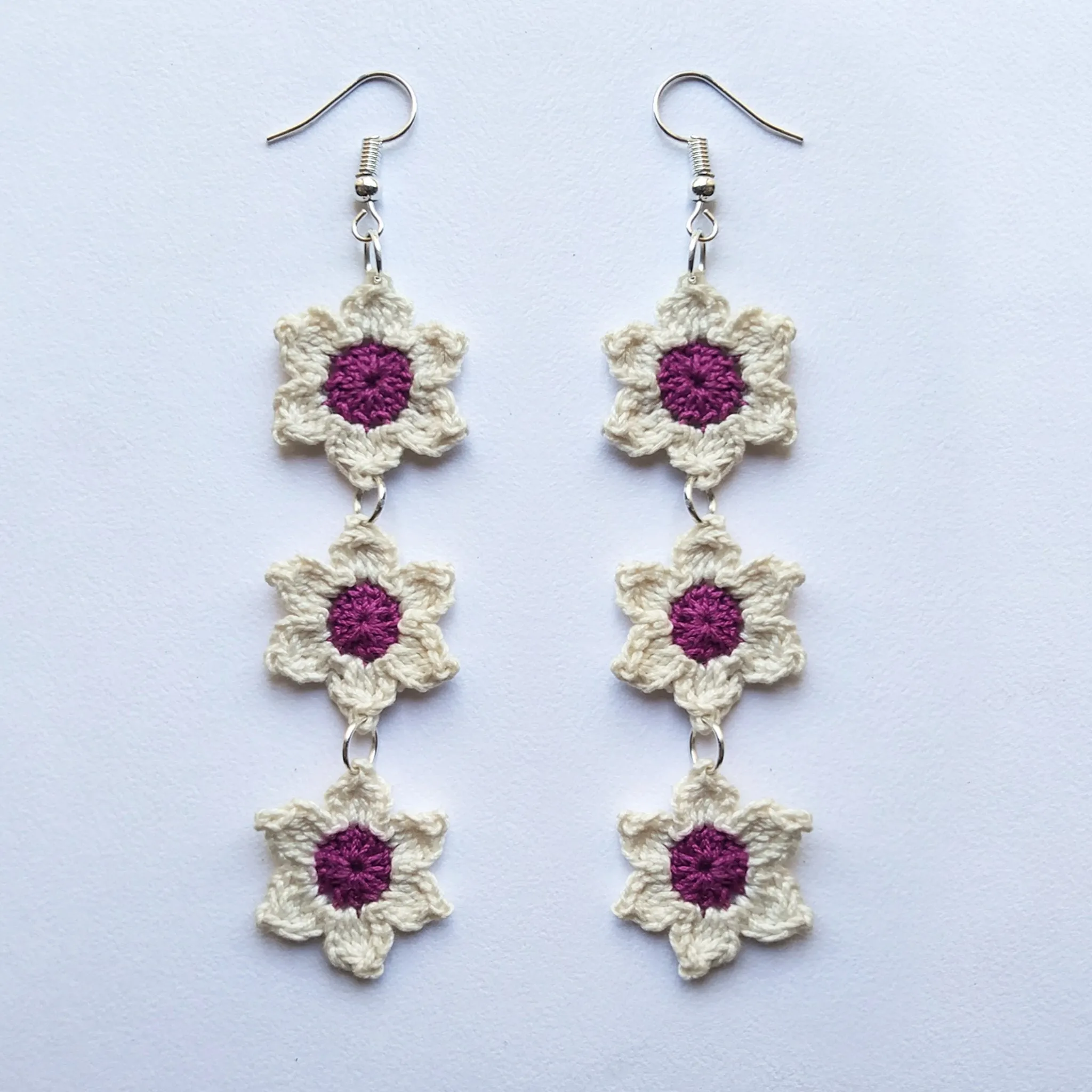 Floral Star Earrings- Magenta