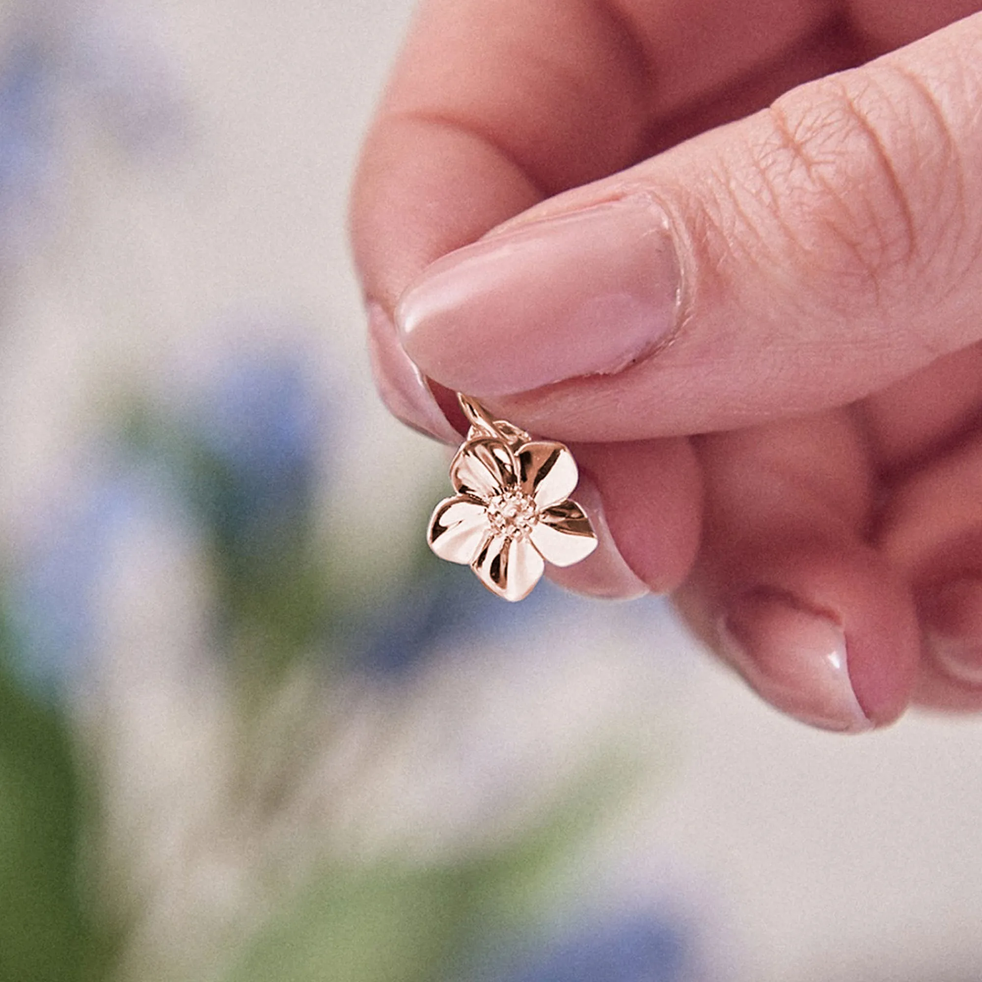 Forget-Me-Not Flower 18ct Rose Gold Vermeil Charm