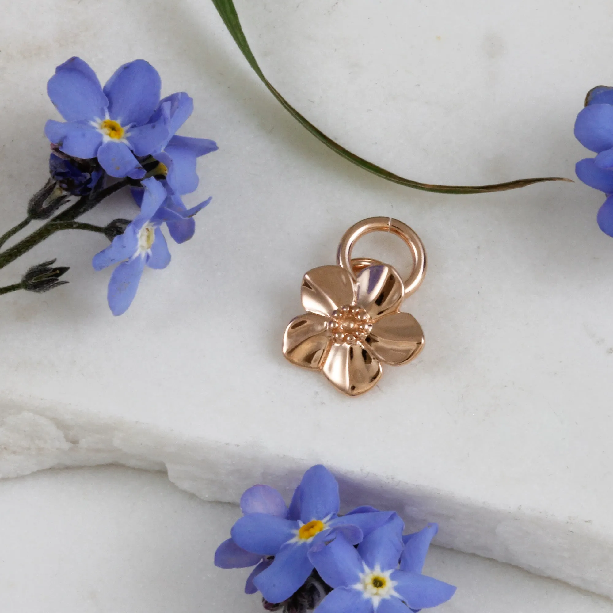 Forget-Me-Not Flower 18ct Rose Gold Vermeil Charm