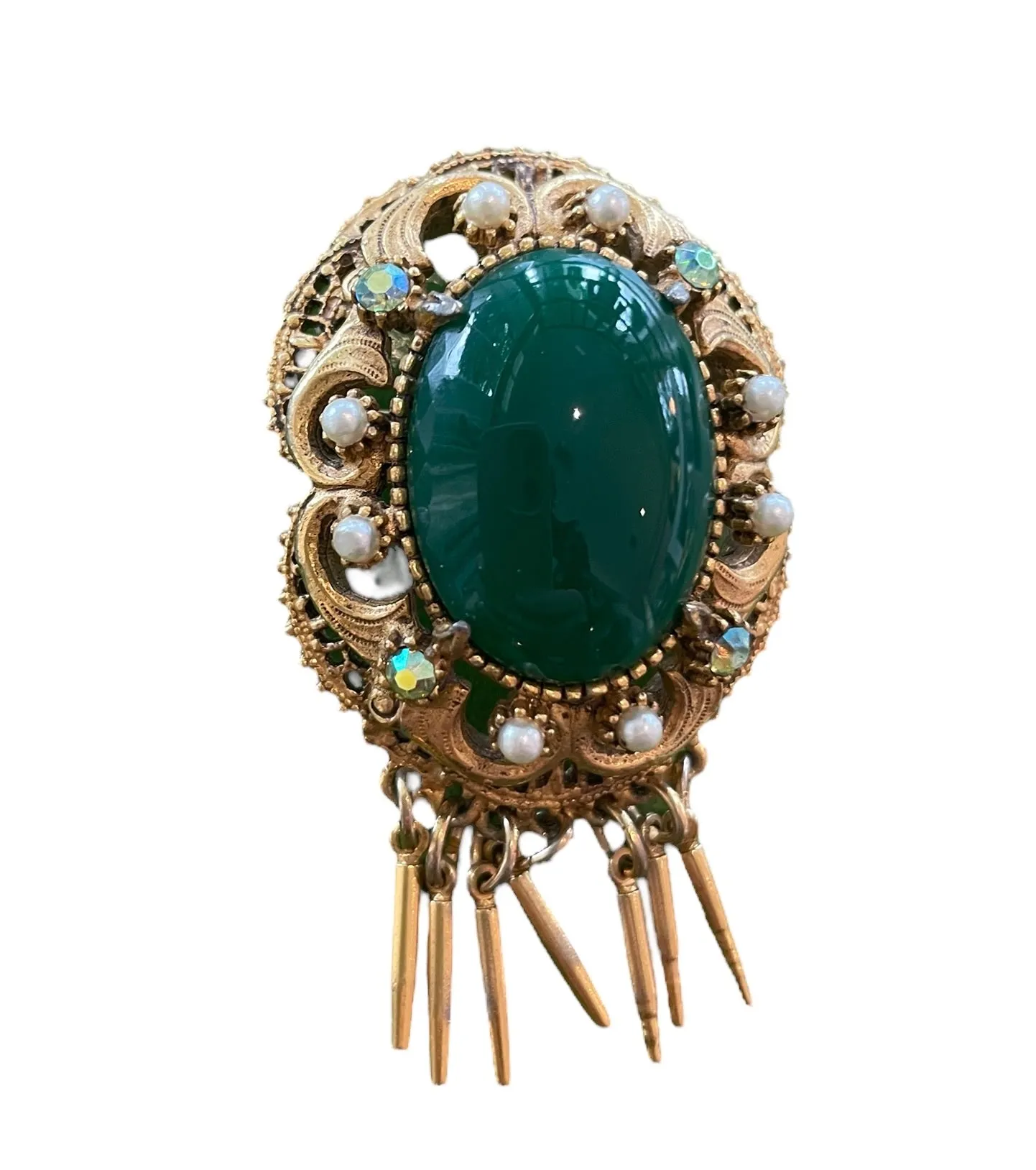 Fringed Emerald Brooch