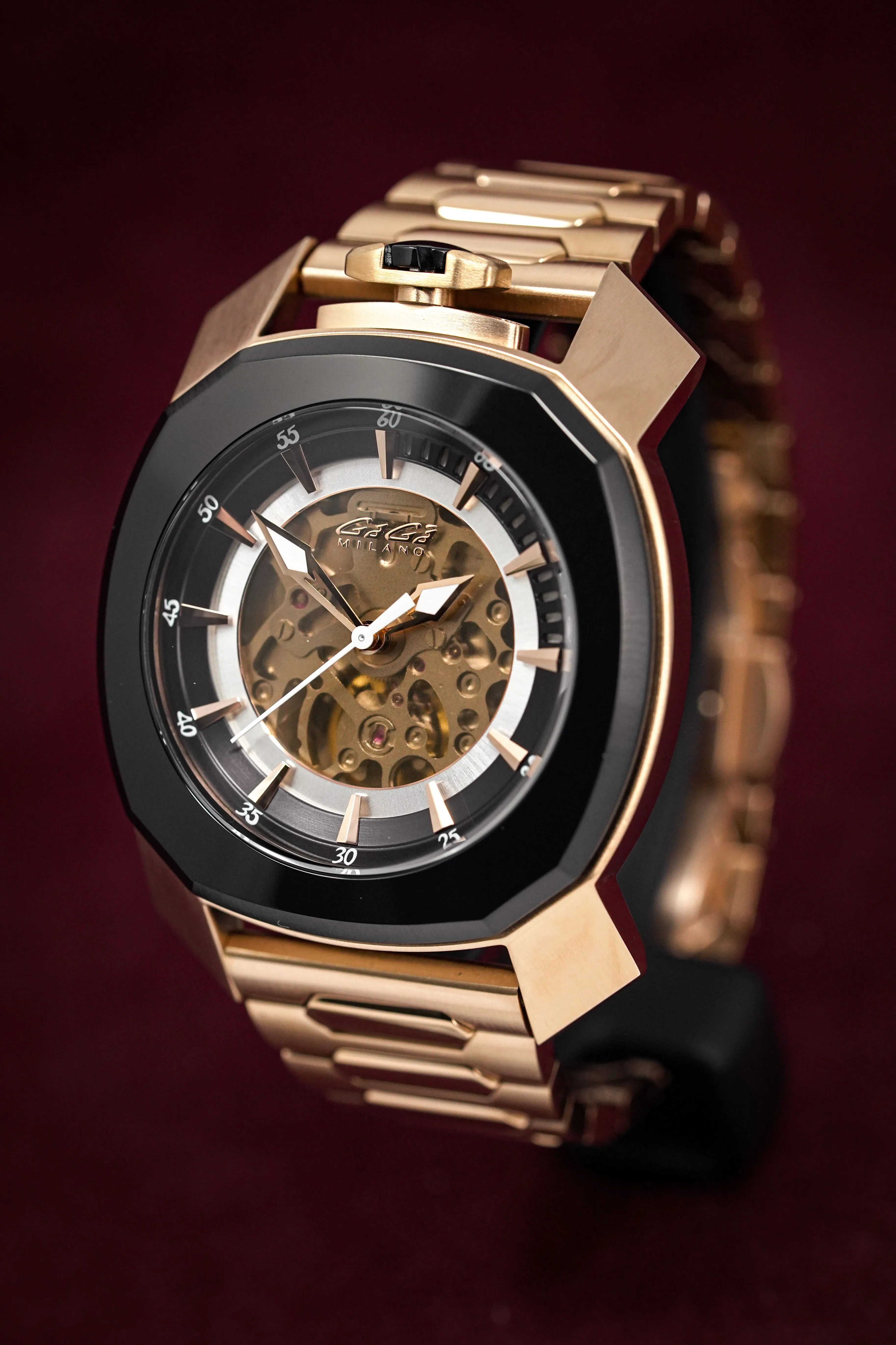 Gaga Milano Automatic Watch Frame_One Skeleton Rose Gold 7074.01