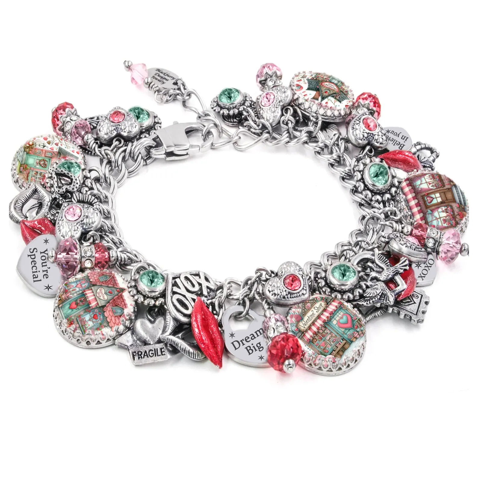 Galentines Gifts, Love Charm Bracelet or Valentines Day