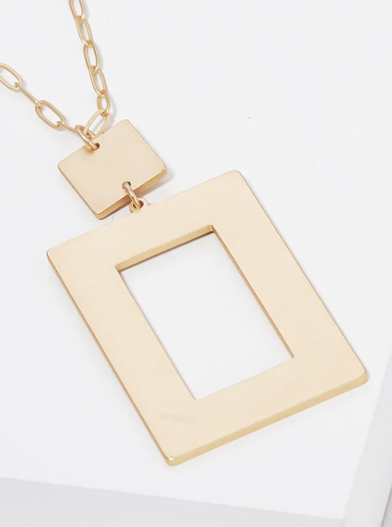 Geometric Gold Pendant Necklace Set