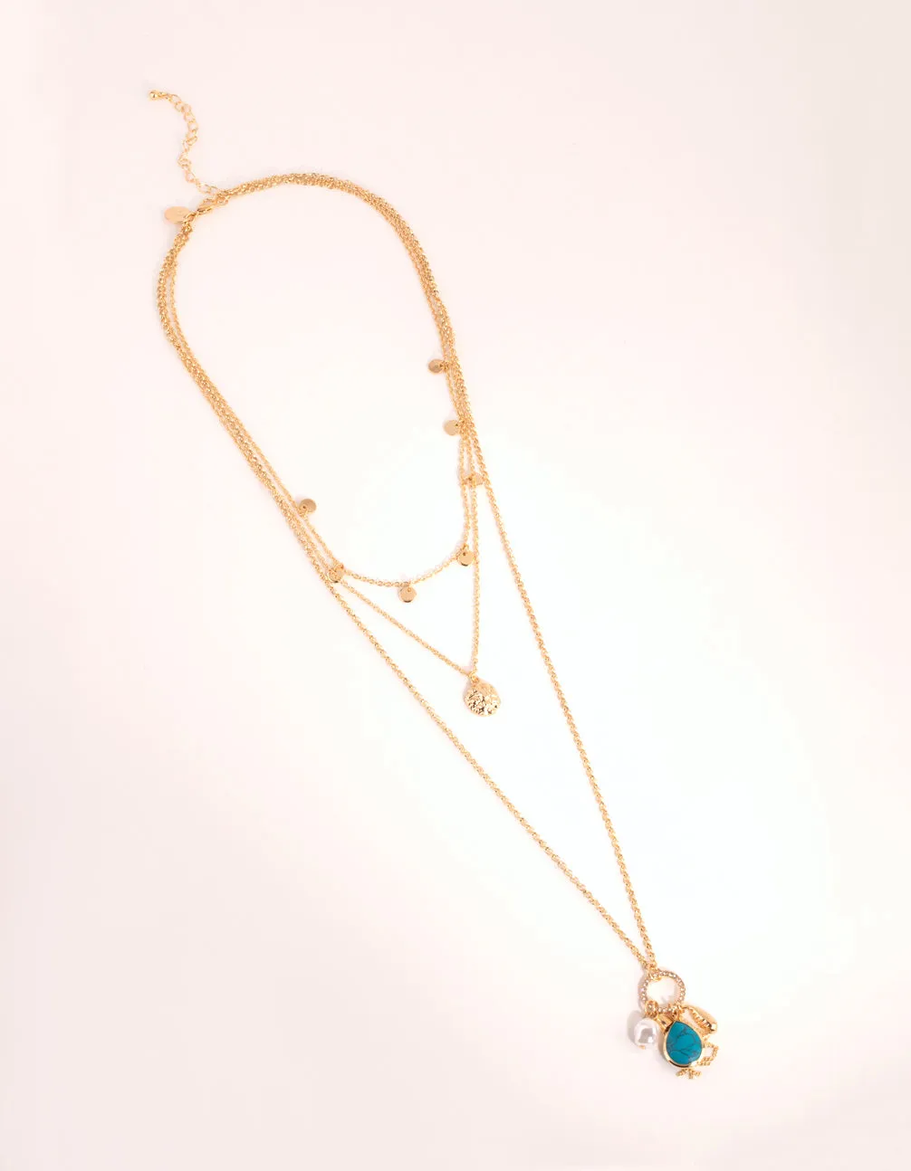 Gold Disc & Charm Layered Necklace