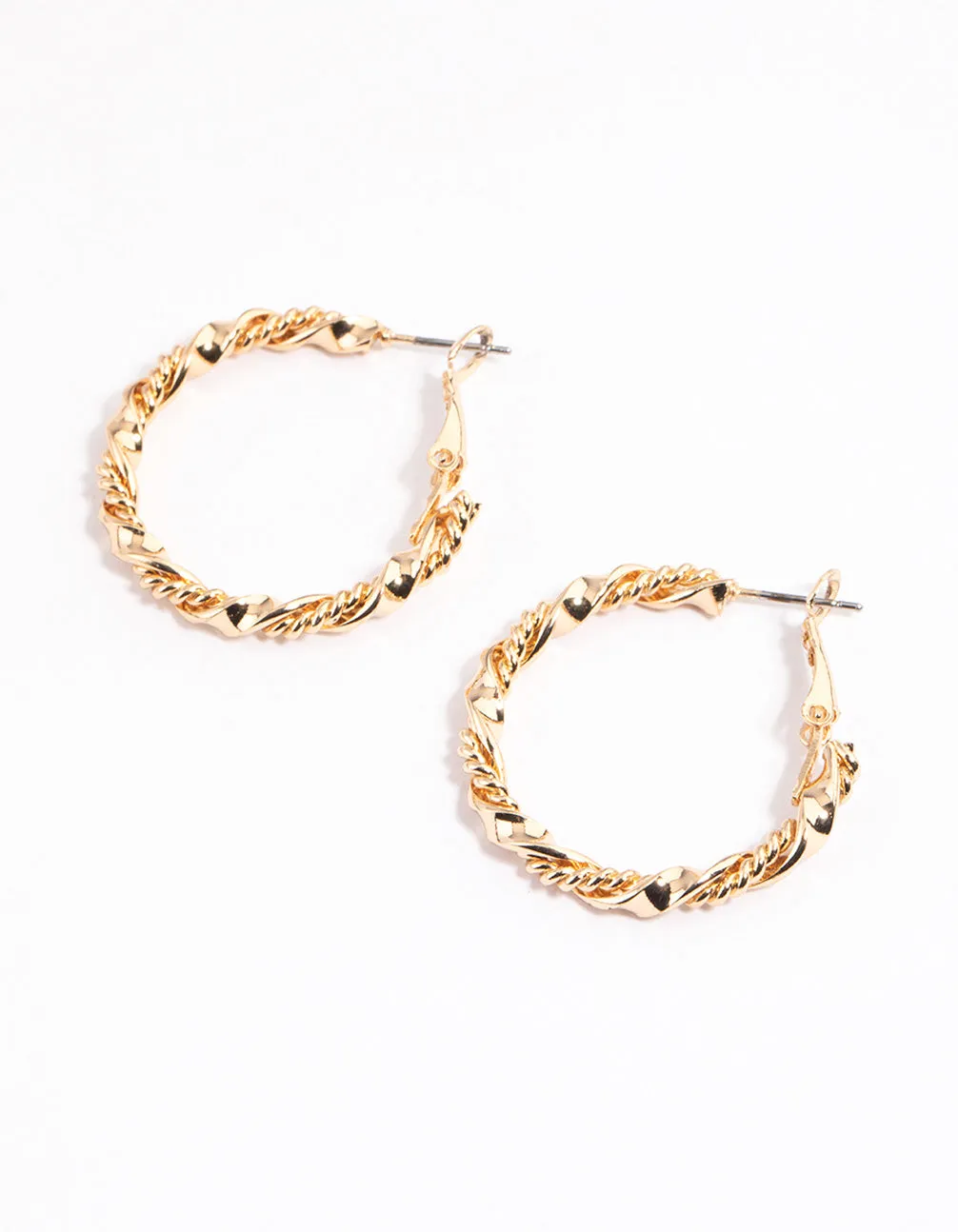 Gold Mixed Double Twisted Hoop Earrings