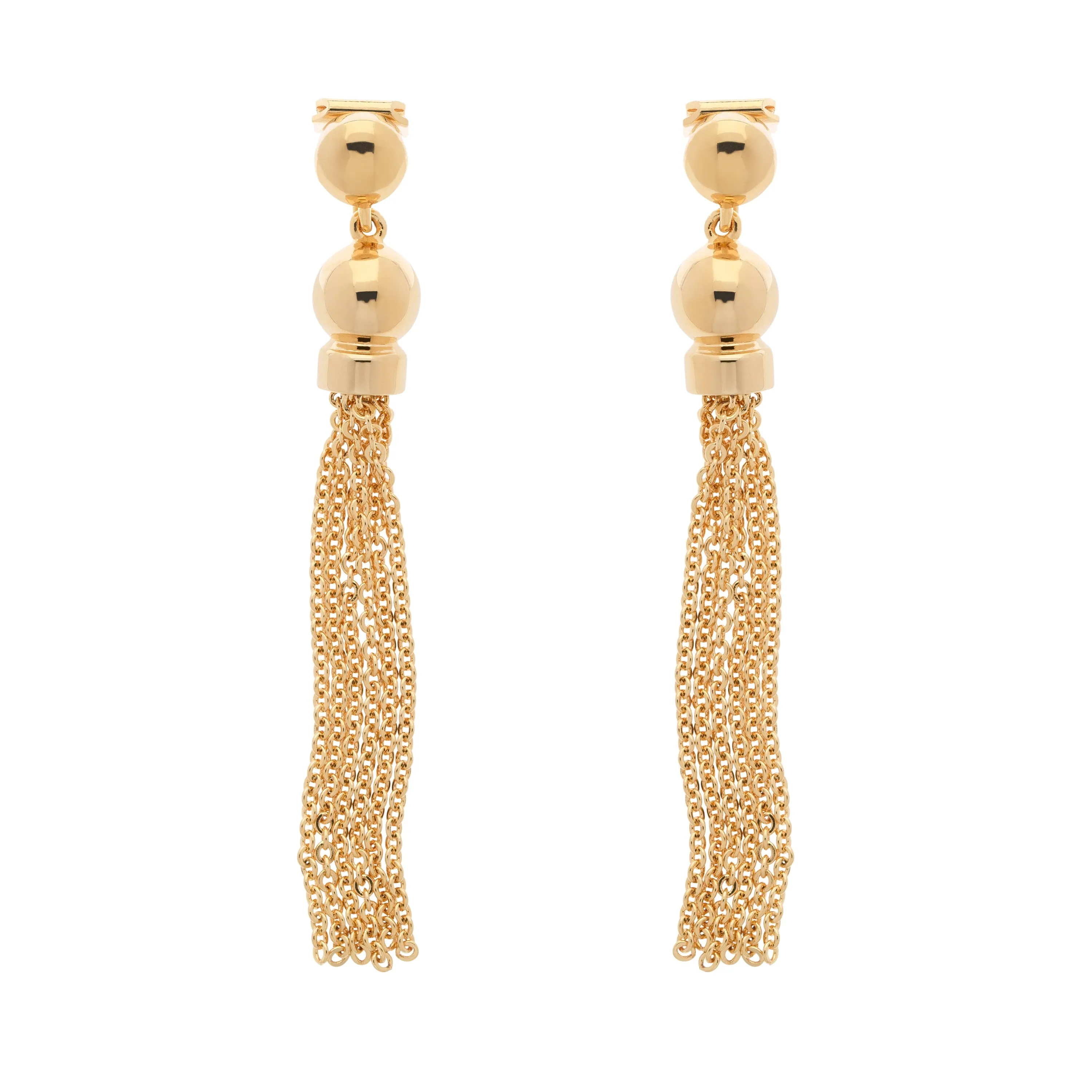 Gold Tassel Clip Earrings