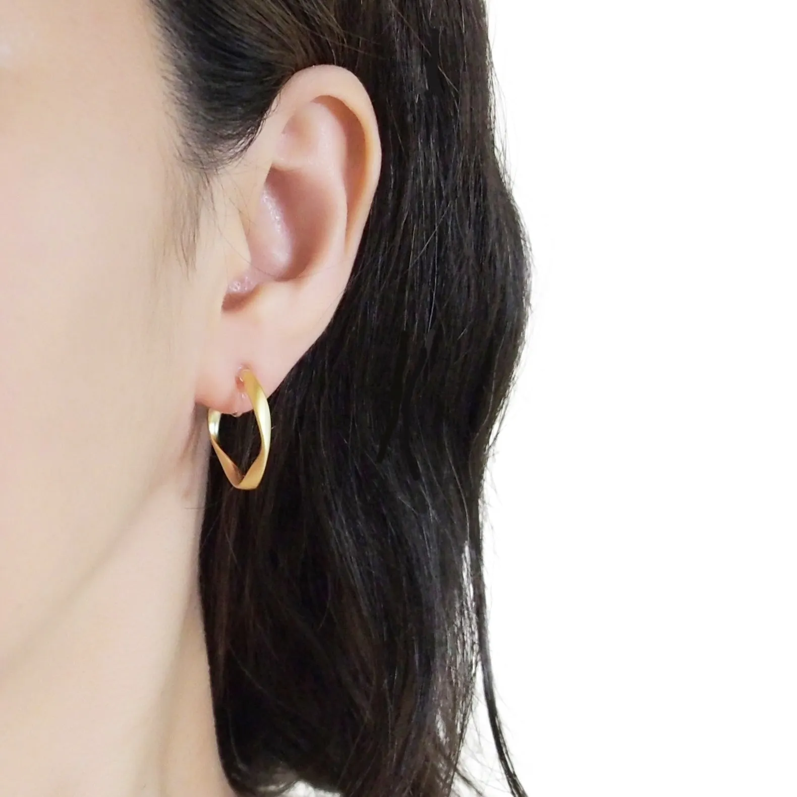 Gold Twisted Invisible Clip On Hoop Earrings