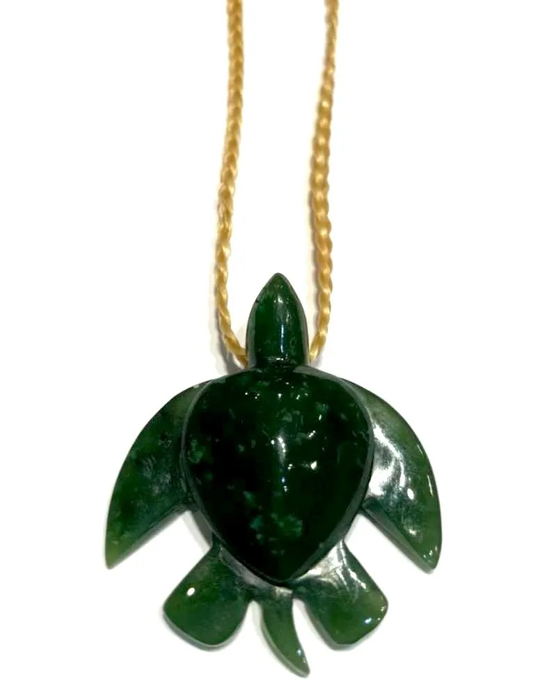 Green jade honu shape necklace