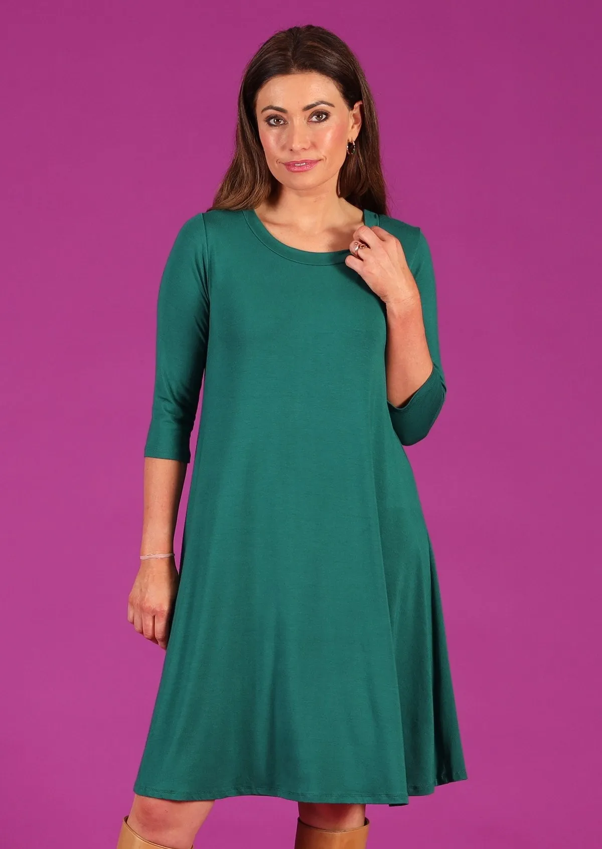 Half Sleeve Jersey Dress Jade Green