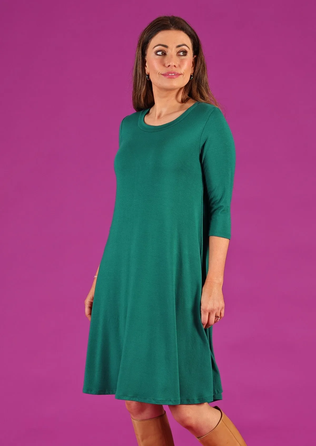 Half Sleeve Jersey Dress Jade Green