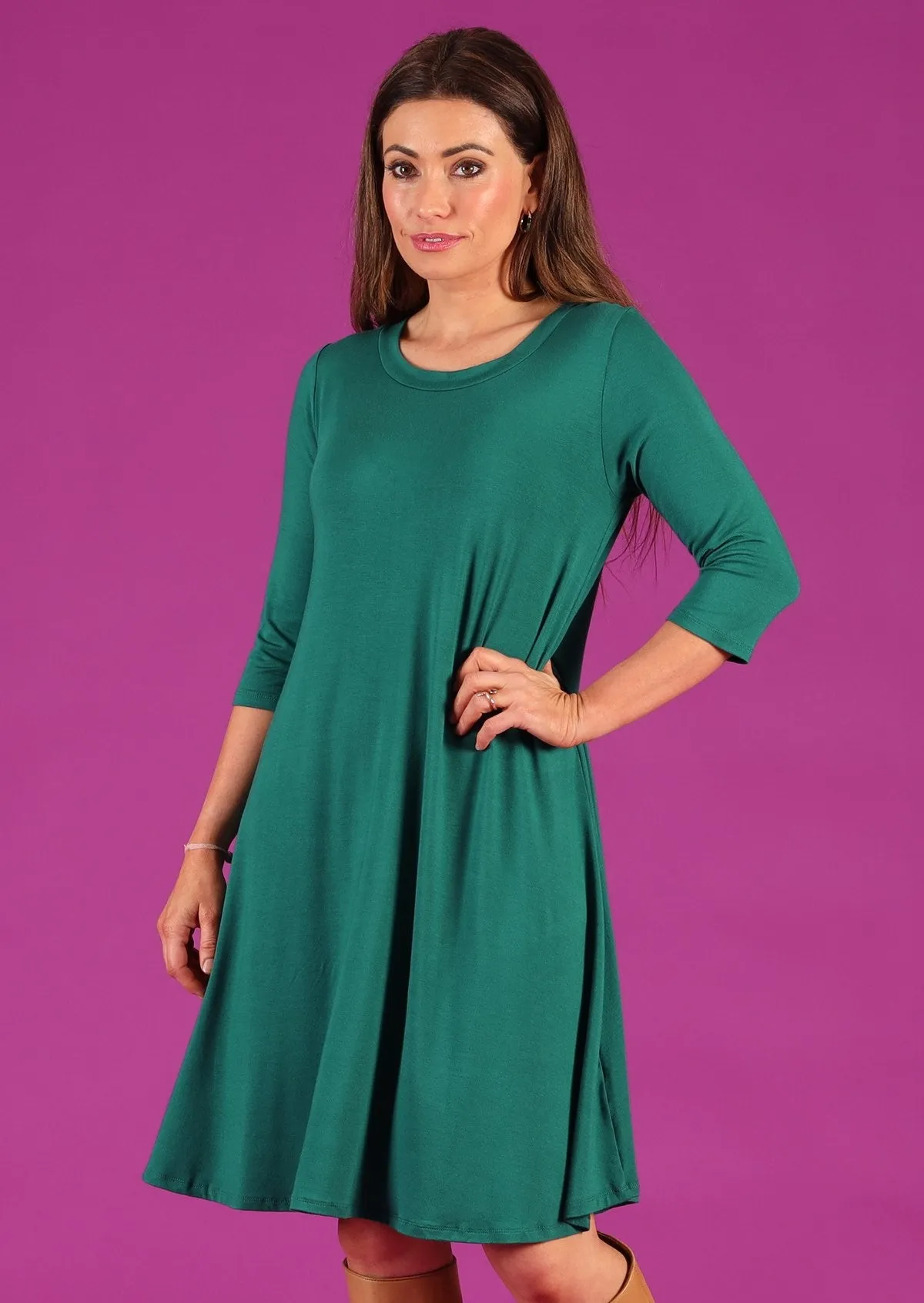 Half Sleeve Jersey Dress Jade Green