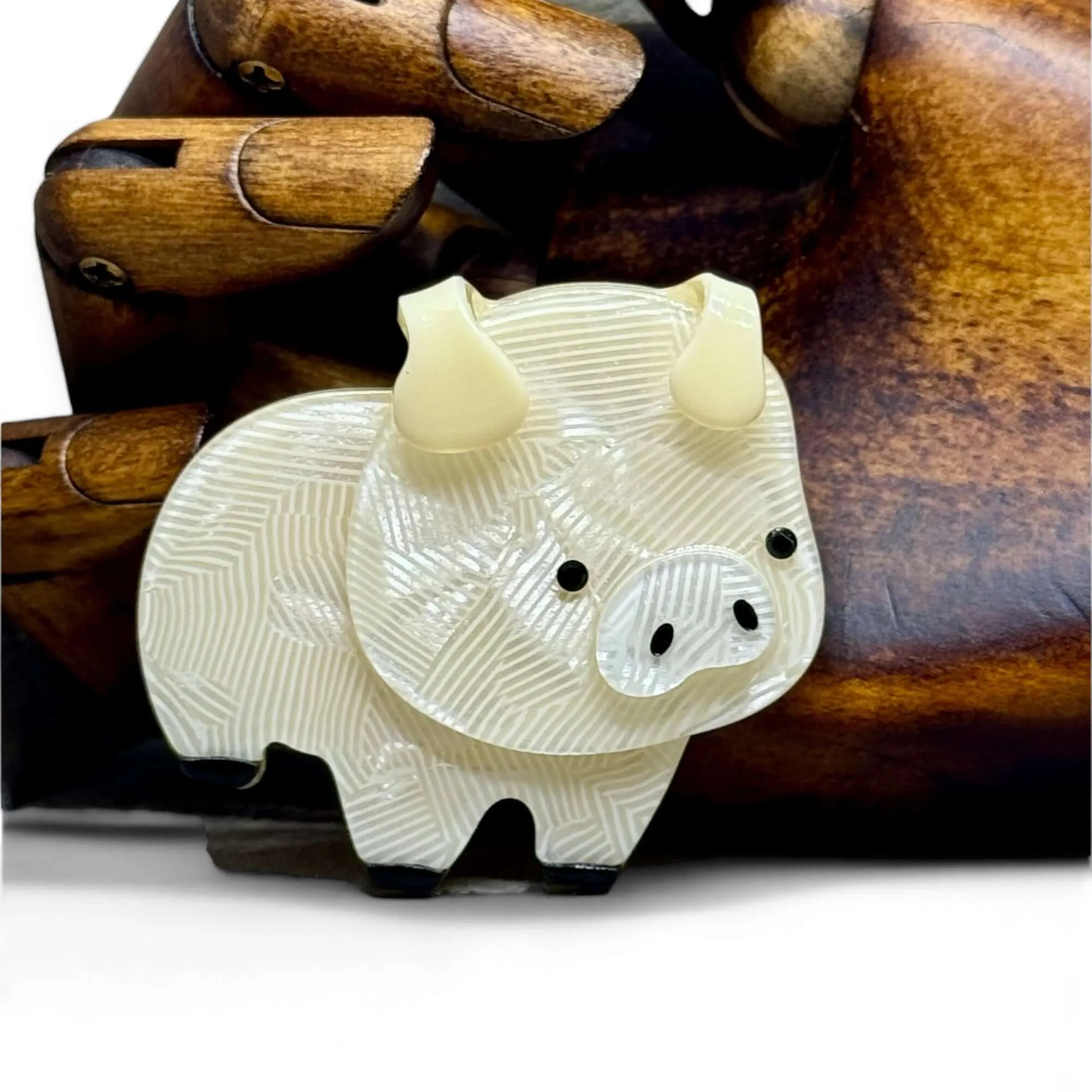 Handmade Acrylic Art Brooch - The Adorable Pig