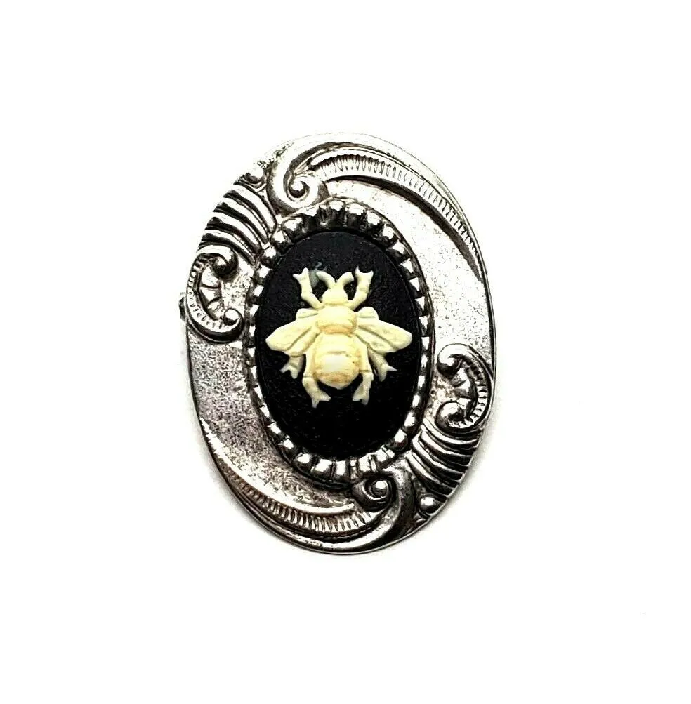 Handmade Bee Cameo Brooch Pin