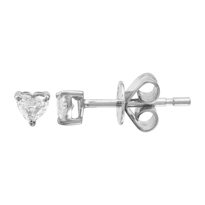 Heart Cut Diamond Solitaire Stud Earrings