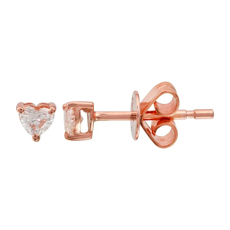 Heart Cut Diamond Solitaire Stud Earrings