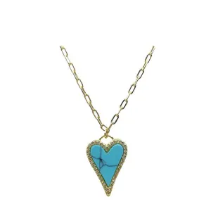 Heart Necklace With Turquoise (NGCP675TQ)