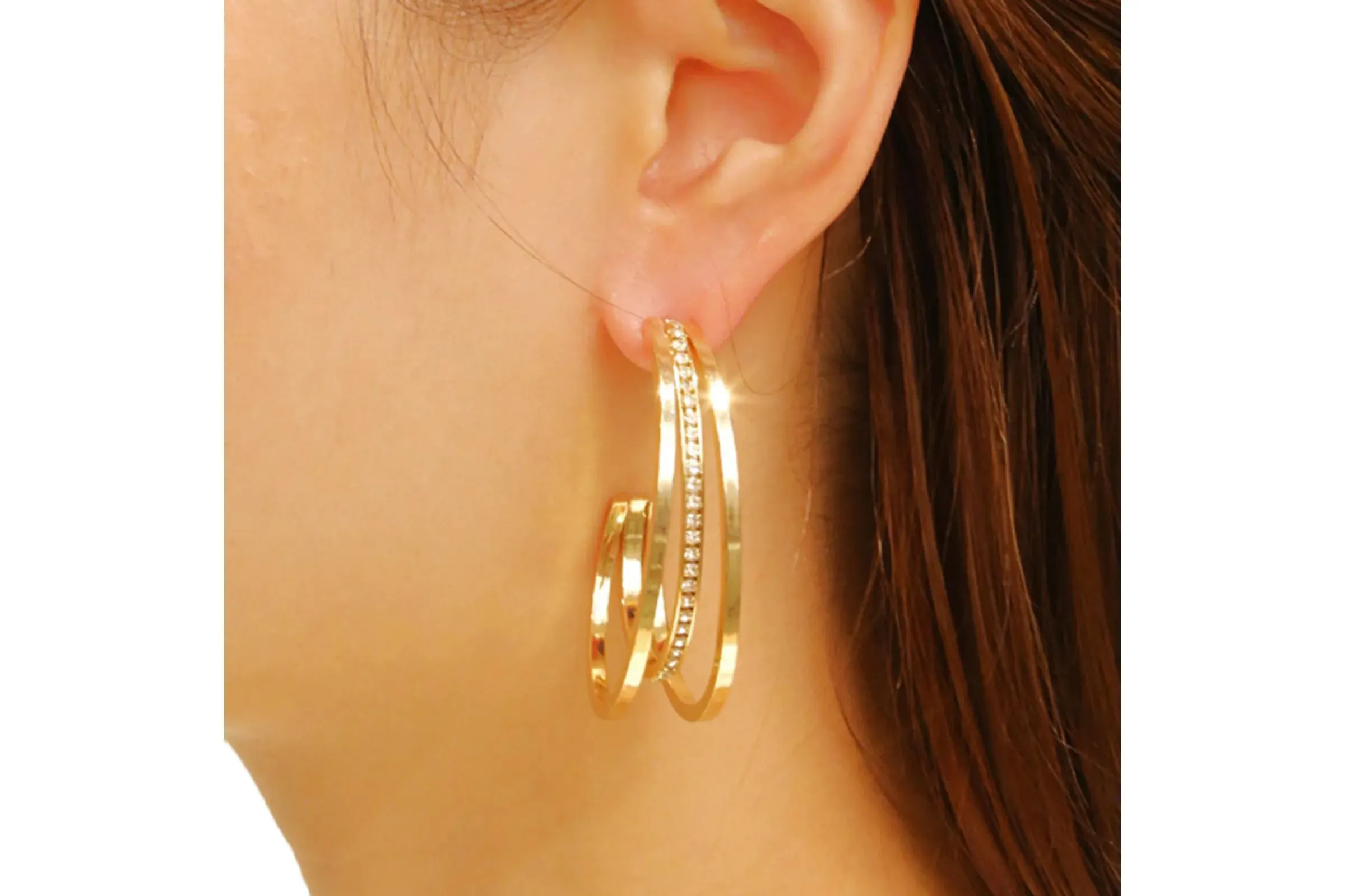 Hoop 14K Medium Triple Earrings Women