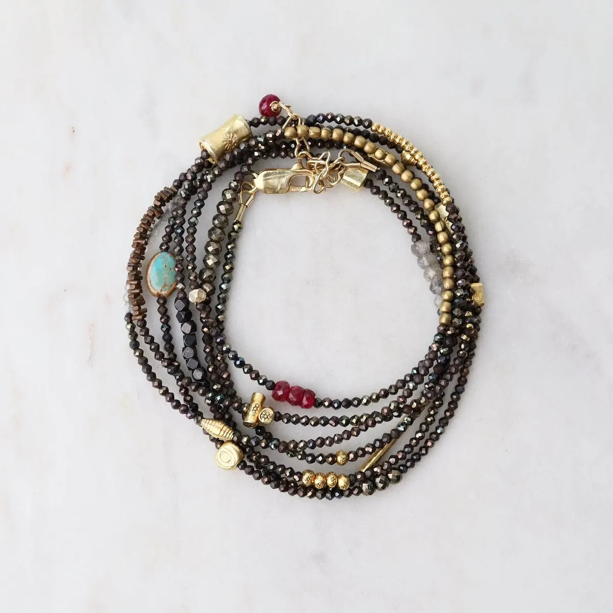 Industrial Pyrite Wrap Bracelet & Necklace