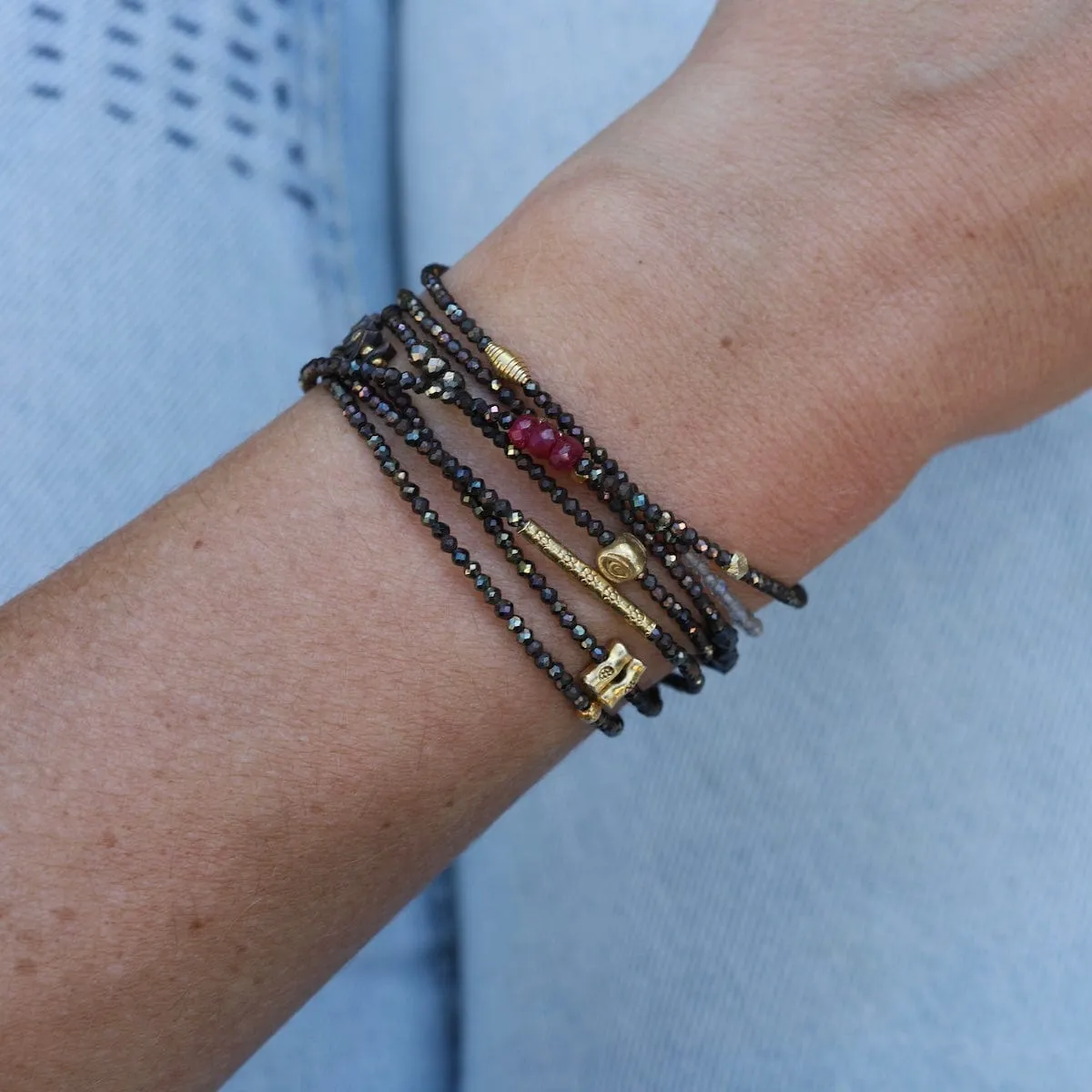 Industrial Pyrite Wrap Bracelet & Necklace