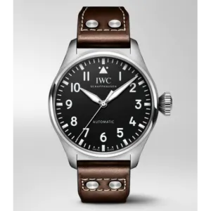 IWC Big Pilot's Watch 43 Stainless Steel Black Dial Brown Calfskin Strap Automatic