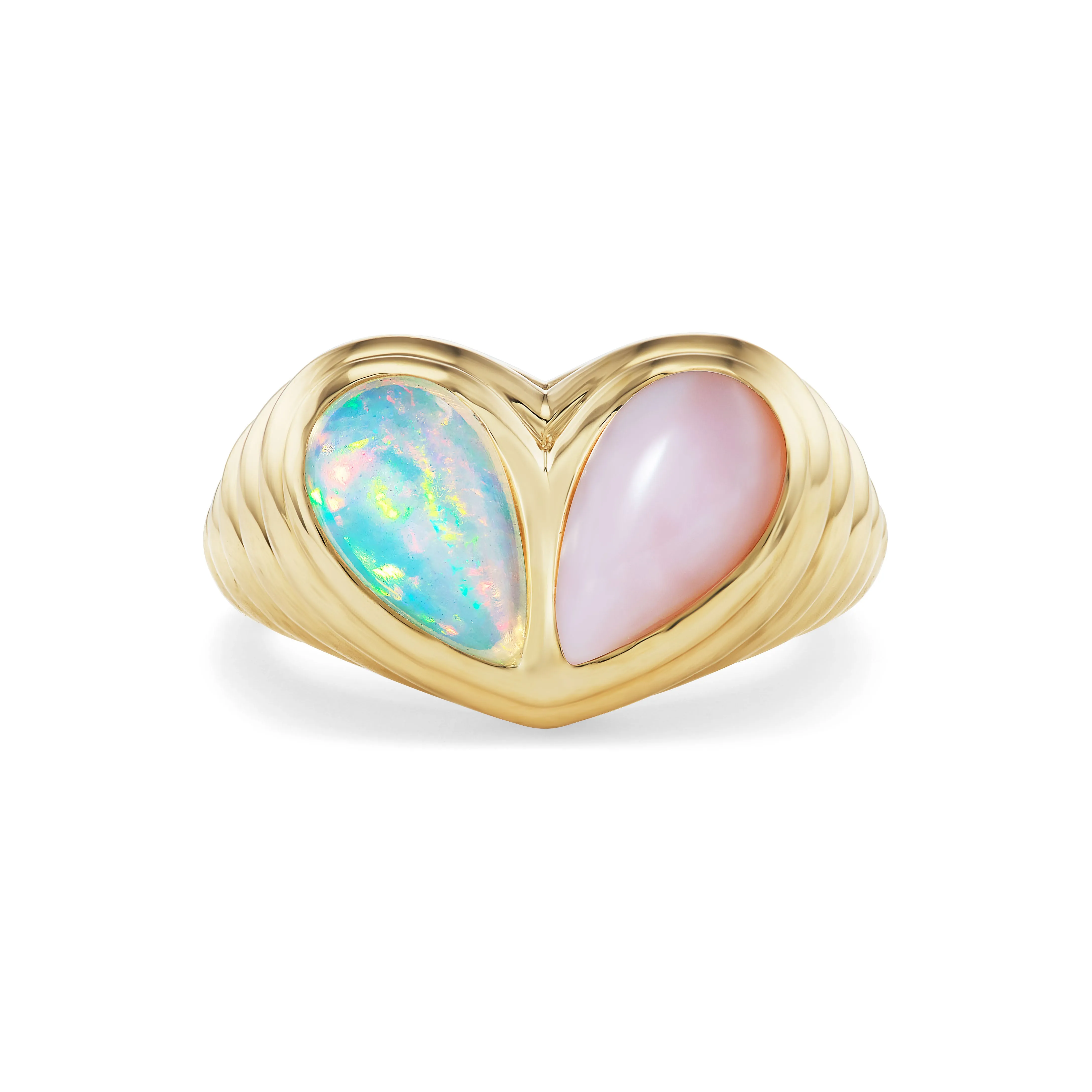 Jumbo Sweetheart Ring Ethiopian Opal & Pink Opal