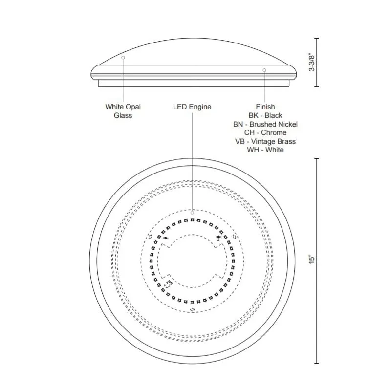 Kuzco FM1515 Malta 15" Wide LED Flush Mount