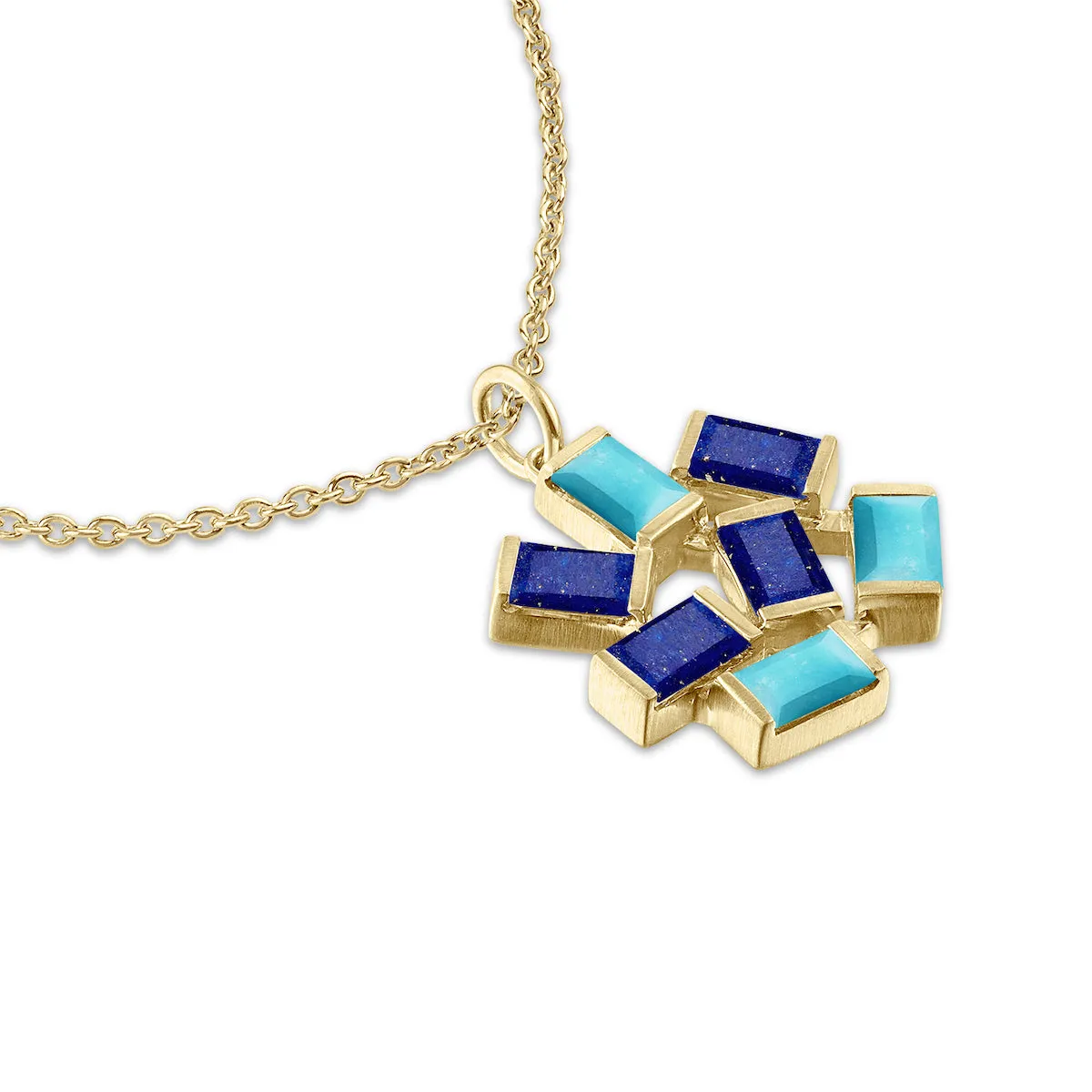 Large Jubilation Pendant Necklace: Turquoise and Lapis