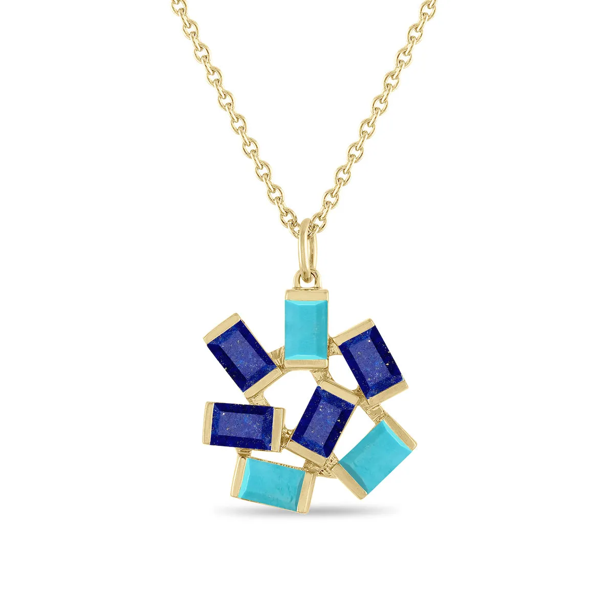 Large Jubilation Pendant Necklace: Turquoise and Lapis