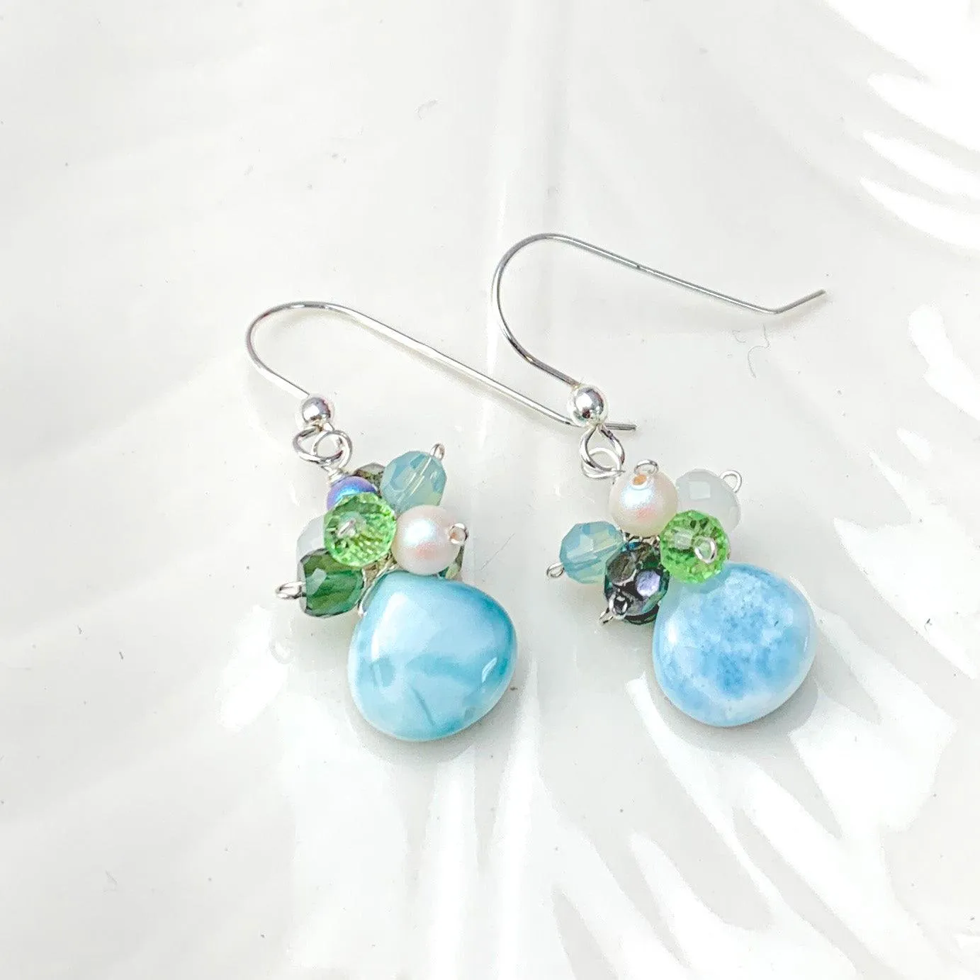 Larimar Abby Cluster Earrings